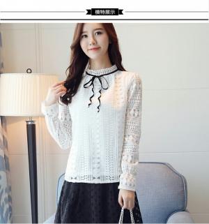 Áo ren tay dài phối nơ
