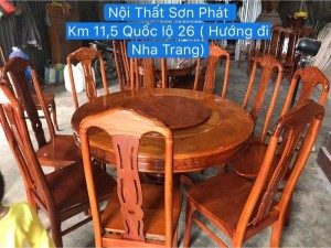 Bàn ăn tròn mâm xoay 8 ghế