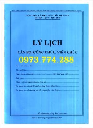 Bán hồ sơ cán bộ công chức, viên chức có dấu tròn của bộ nội vụ mẫu B06 bnv/2008 ban hành