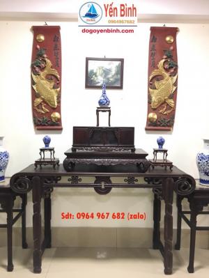Bàn trung đường bàn quấn đồng tiền gỗ gụ trang trí