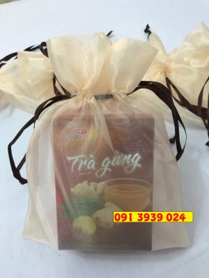May túi đựng quà , túi đựng cafe, túi dây rút vải voan