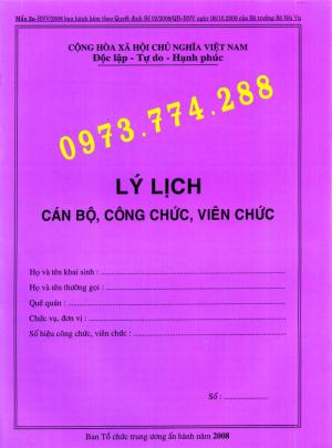 Bán lý lịch cán bộ công chức mẫu 2a-bnv/2008 /TCTW