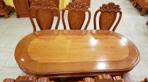 Bộ Bàn ăn 6 ghế ngồi mặt bàn ovan