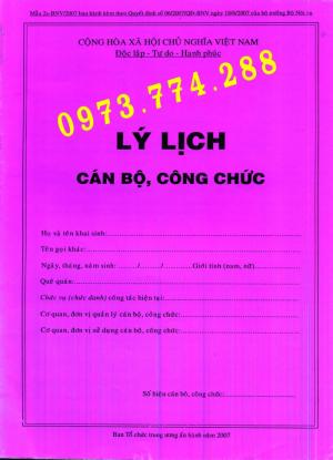 Bán quyển sơ yếu lý lịch mẫu 1a-năm 2007