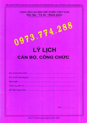 Bán quyển sơ yếu lý lịch mẫu 1a-năm 2007