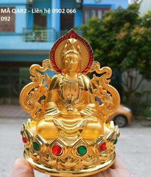 Tượng Phật bà Quan Âm nước hoa ô tô hai mặt