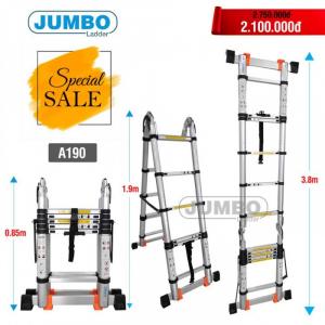 Thang nhôm rút gọn chữ A cao cấp Jumbo A190