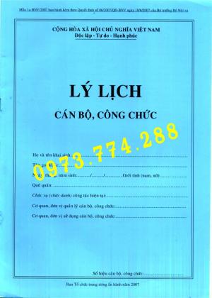Sỉ, lẻ, buôn cuốn sổ lý lịch cán bộ công chức, viên chức - mẫu 1a-BNV/2007 - mẫu 1a-BNV/2008