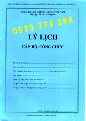 Sỉ, lẻ, buôn cuốn sổ lý lịch cán bộ công chức, viên chức - mẫu 1a-BNV/2007 - mẫu 1a-BNV/2008