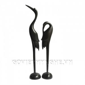 Cặp Tượng Chim Hạc Gỗ Trang Trí - Không Khảm Xà Cừ - Size Nhỏ - Dài 16cm x Rộng 6cm x Cao 46cm (Kích thước 1 cặp). Giá : 800.000₫