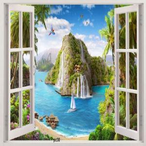 Tranh gạch 3d cửa sổ mẫu tranh 3d
