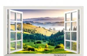 Tranh gạch 3d cửa sổ mẫu tranh 3d
