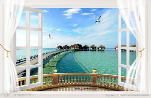 Tranh gạch 3d cửa sổ mẫu tranh 3d