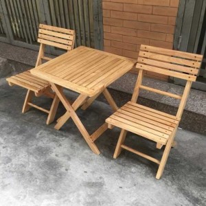 Bàn ghế gỗ xếp,1 bàn + 2 ghế