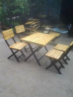 Thanh lý nhanh 50 bộ bàn ghế gỗ xếp chân sắt hàng chưa qua sử dụng
