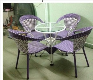 Bộ bàn ghế nhựa giả mây cho quán cafe