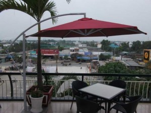 Dù lệch tâm tròn màu đỏ