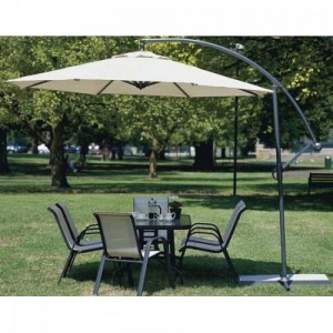 Dù lệch tâm tròn màu kem che mát bàn cafe