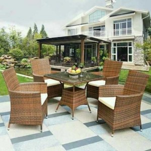 Bộ bàn ghế nhựa giả mây cho sân vườn