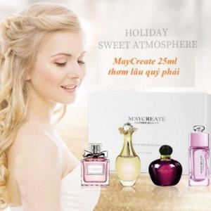 Sét Nước Hoa Nữ 4 Chai Mini 25mill Maycreate Siêu Thơm - Chính Hãng