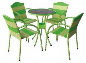 Bộ bàn ghế nhựa giả mây nhiều màu sắc, thiết kế riêng độc đáo cho kinh doanh cafe