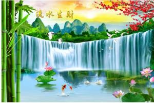 Tranh làng quê 3d - gạch tranh sơn thủy hữu tình