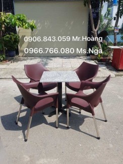 Bộ bàn ghế nhựa cafe màu nâu giá rẻ