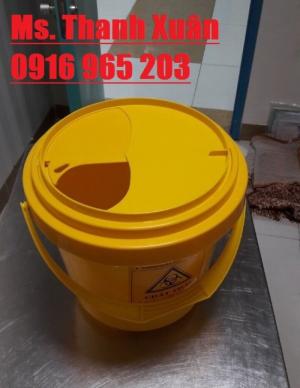 xô y tế 5 lít màu vàng đựng rác lây nhiễm