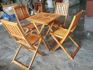 Bàn ghế cafe gỗ xếp size lớn