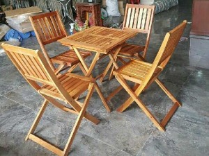 Bàn ghế cafe gỗ xếp size lớn