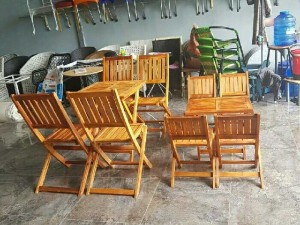 Bàn ghế cafe gỗ xếp size lớn