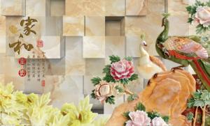 Tranh dáng tường 3d hoa ngọc- gạch tranh 3d