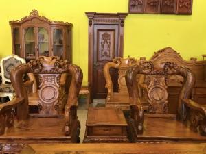 Bộ Bàn Ghế Cẩm Lai Tay 14,10 Món - Vân Siêu Đẹp