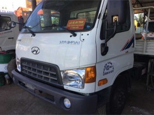 Xe tải thaco hyundai hd650 thùng lửng gắn cẩu unic 340 có chân sau