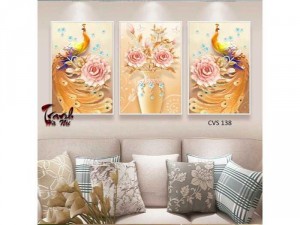 Tranh scanvas nghệ thuật chim công kthuoc 30x60x