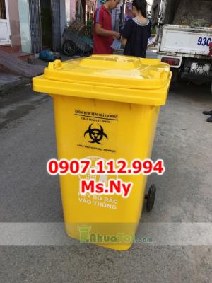 Phân phối hùng rác y tế 240l, thùng rác y tế 15 lít vàng tại quận Tân Bình