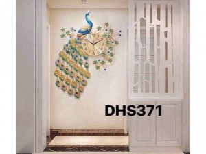 Đồng hồ trang trí chim công xanh DHS345
