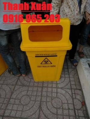 thùng rác 95 lít nắp hở màu vàng
