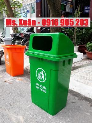 thùng rác 95 lít nắp hở màu xanh lá