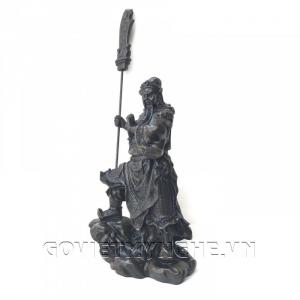 Tượng Đá Phong Thủy Quan Công Cầm Đao - Đá Màu - Dài 14cm x Rộng 10cm x Cao 32cm . Giá : 400.000₫