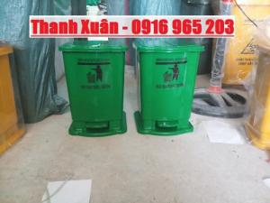 thùng rác đạp chân màu xanh lá 15 lít