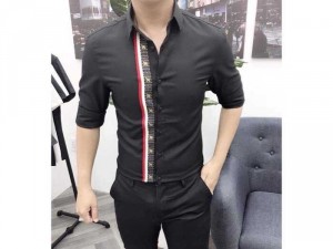 Áo sơ mi nam sọc đứng họa tiết X 2 màu trắng đen