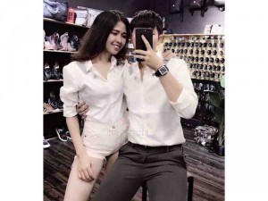 Áo sơ mi cặp nam nữ Quảng Châu thêu ngôi sao
