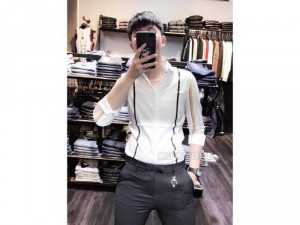 Áo sơ mi nam Quảng Châu sọc đứng đôi song song