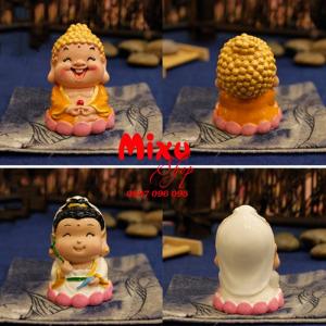 Tượng Chibi Di Lặc, Thần Tài 6cm bằng sứ đặc ruột tráng men bóng