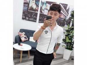 Áo sơ mi nam Quảng Châu logo sọc đứng