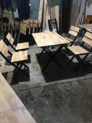 bàn ghế gổ quán nhậu giá rẻ tại xưởng sản xuất HGH 197