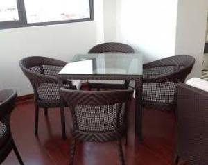 Bàn ghế cafe mây nhựa giá rẻ tại xưởng sản xuất HGH 496