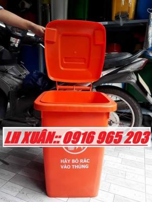 thùng rác 60 lít màu cam