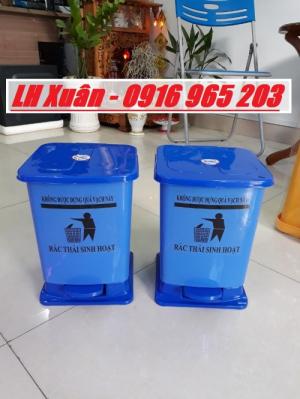 thùng rác màu xanh dương 15 lít có logo